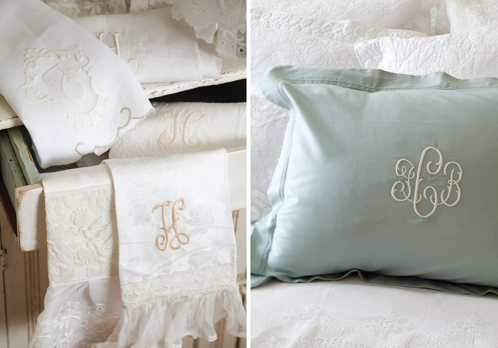Classic monograms on the most beautiful linens. 