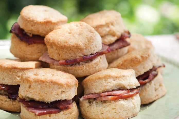An Alfresco Luncheon: Biscuits and Canadian Bacon