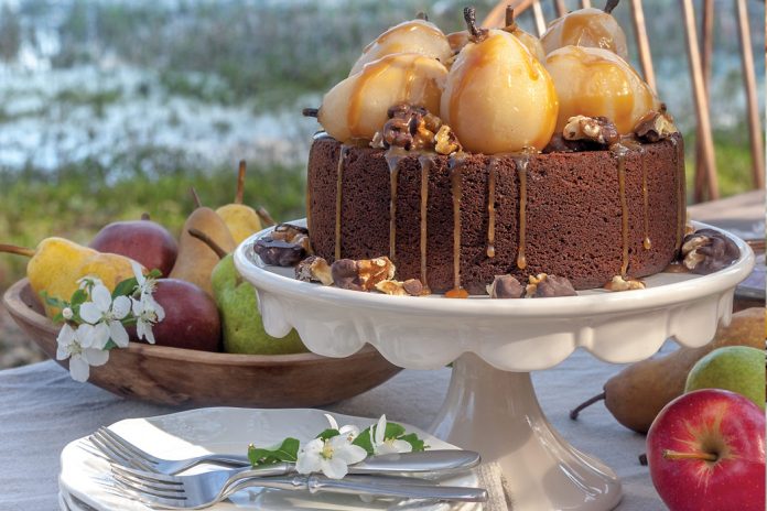 Ginger Cake with Wine-Poached Pears