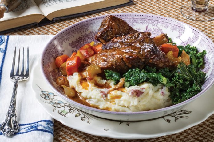 with Buttermilk Mashed Potatoes and Lemon-Garlic Kale