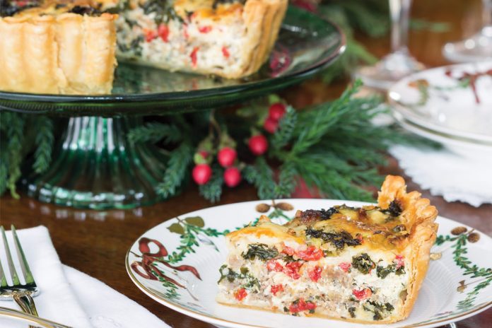 Sausage, Kale, and Roasted Red Pepper Tart