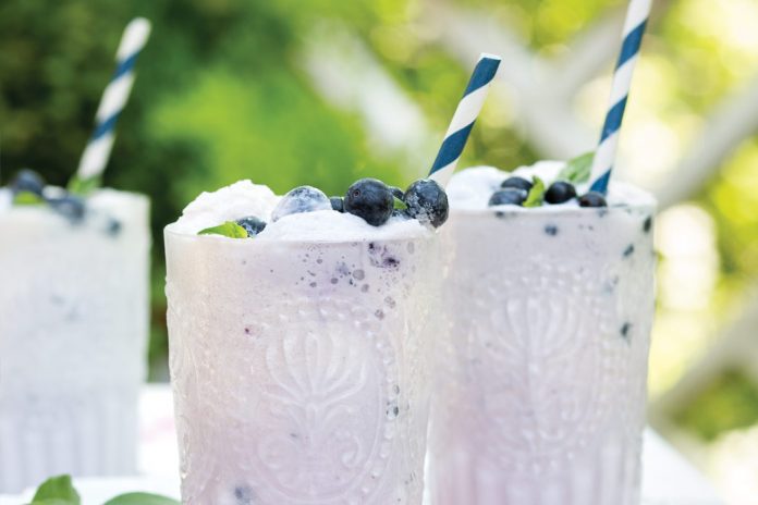 Blueberry-Basil Ice Cream Floats