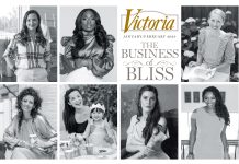 All seven Business of Bliss entrepreneurs’ portraits are featured in a single graphic.